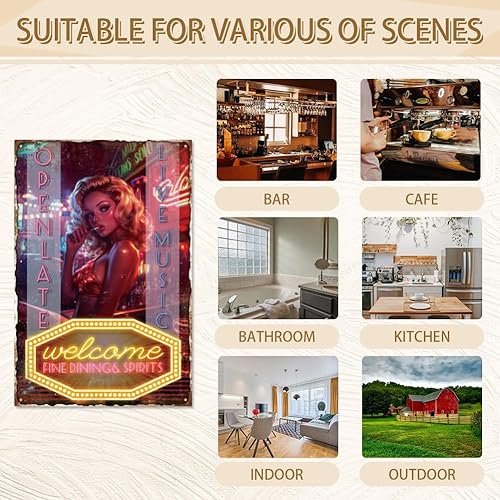 Miniatura 6 de WADORN Letrero de metal vintage para bar, pub, pin up, dama, 7.8 x 11.8 pulgadas, divertido, retro, hogar, bar, pub, hombre, cueva, mujer, arte de
