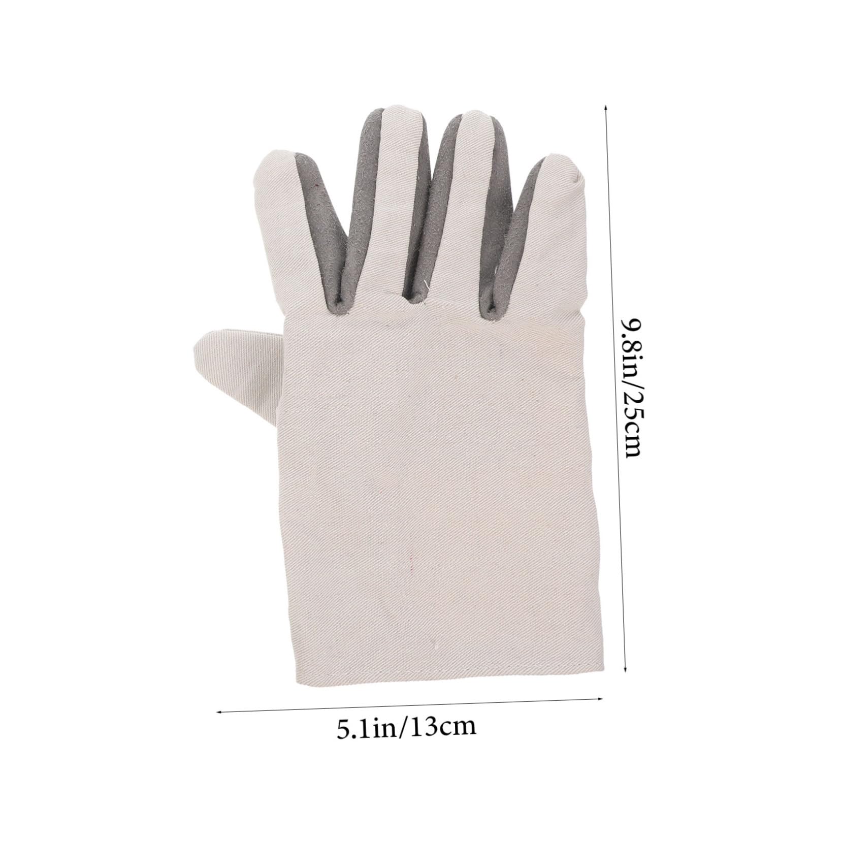Mikikit Durable Canvas Cowhide Gloves Xl Welding Gloves Heatproof Oil Resistant for Camping Outdoor Random Color