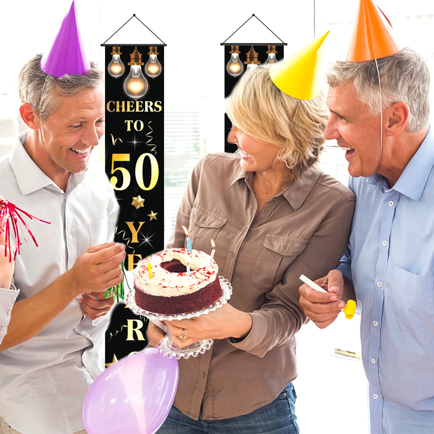 Felice 50° compleanno sfondo sfondo banner per uomo tovagliolo palloncino porta tenda 50 anni anniversario 50 decorazioni per feste di compleanno  15