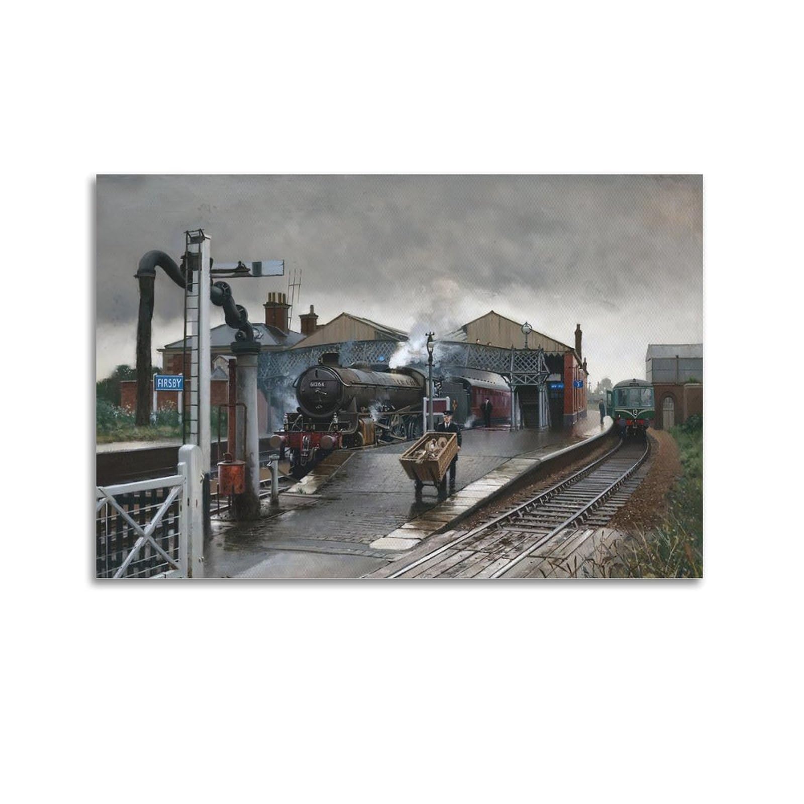 HUIYHB Vintage Steam Train Poster Crossing Poster Decorative Painting Canvas Wall Posters And Art Picture Print Modern Family Bedroom Decor Posters 16x24inch(40x60cm)