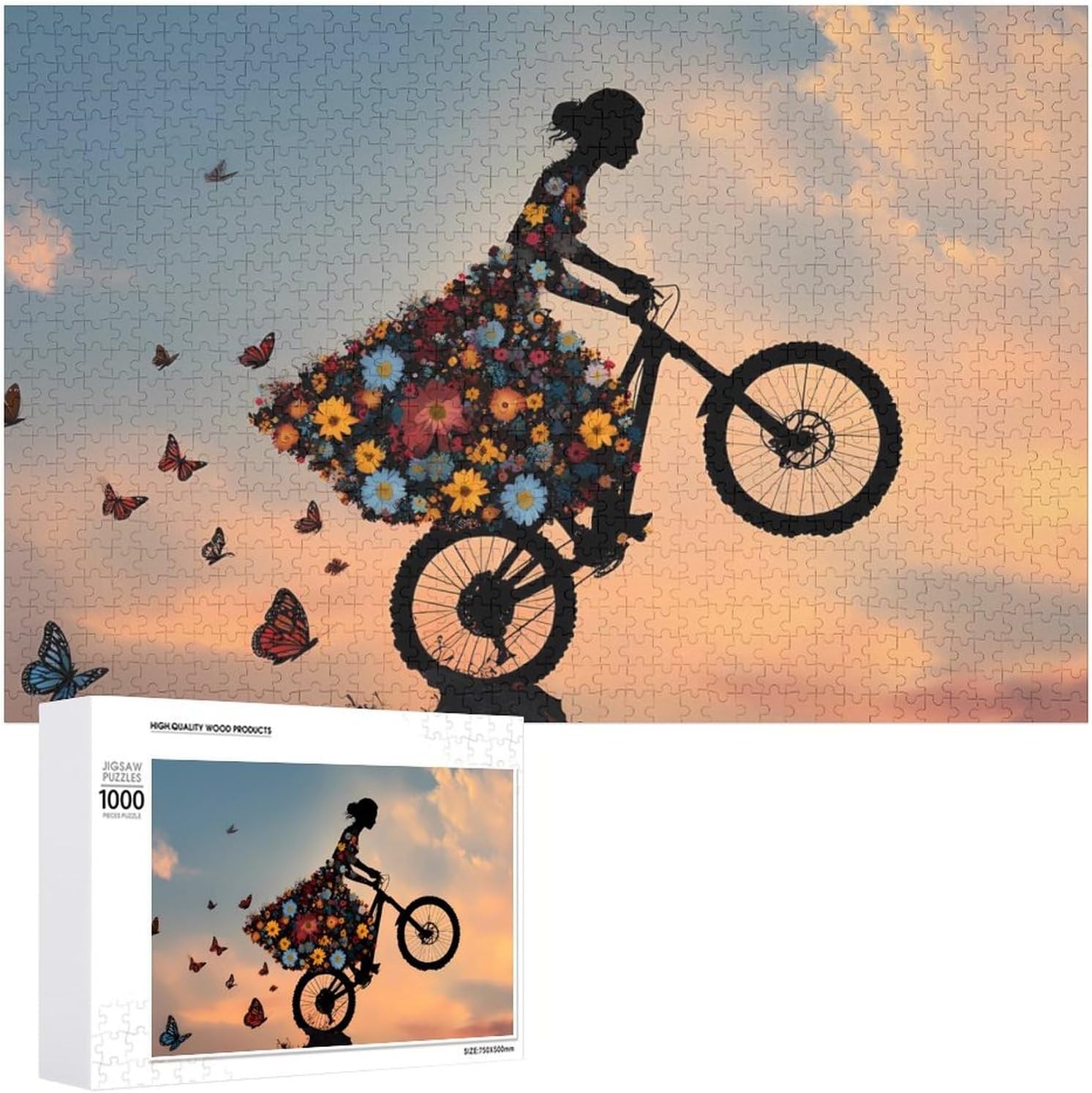 Bike Bicycle Ride Puzzles for Adults 1000 PCS Wooden Jigsaw Puzzle Wall Decor Christmas