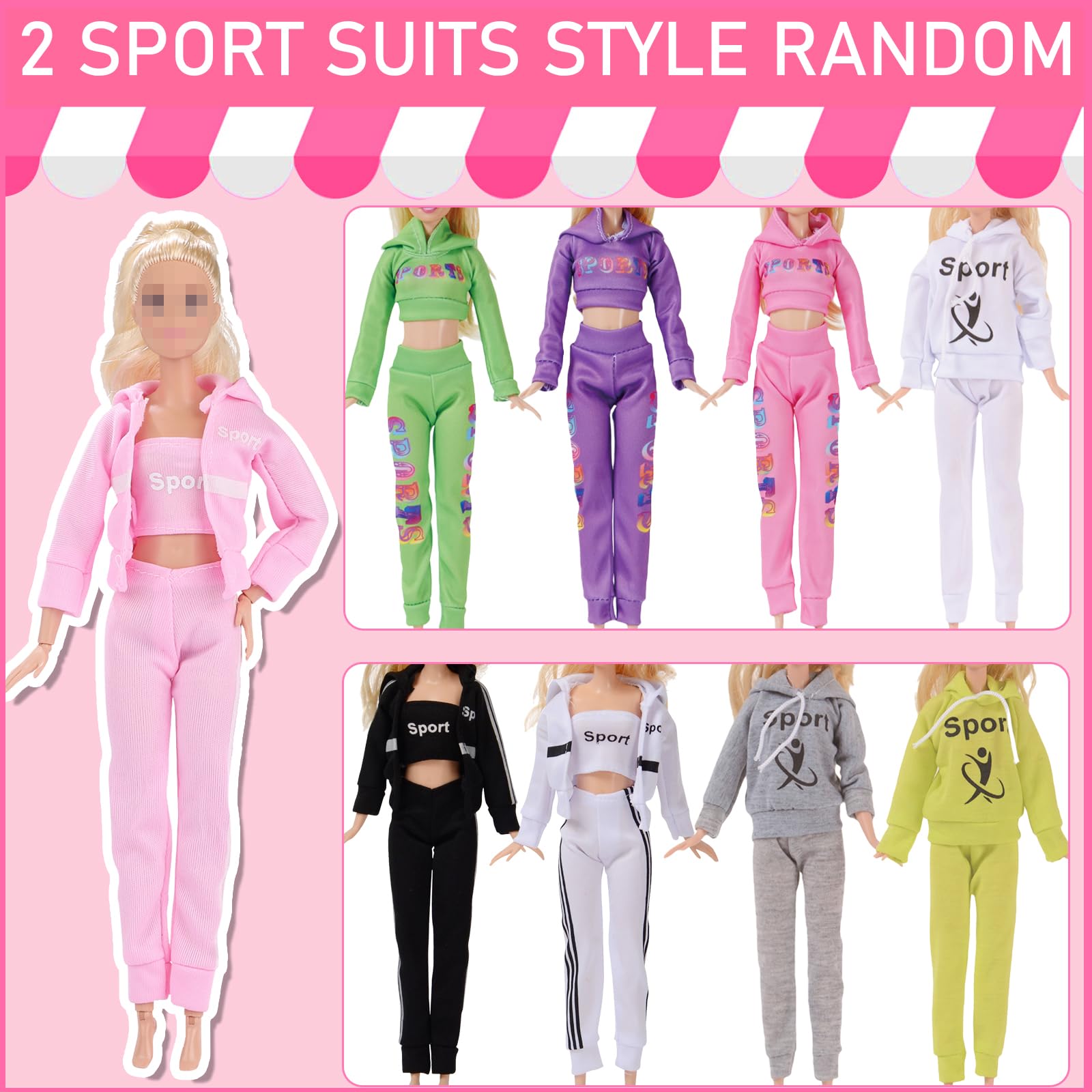 32 Vestiti e Accessori per 11,5" Bambole, Inclusi Tute Sportive Vestiti Alla Moda Mini Vestiti Tops Pantaloni Fiori Abiti Borsa Scarpe Abbigliamento & Accessori per Bambola Princess Principessa