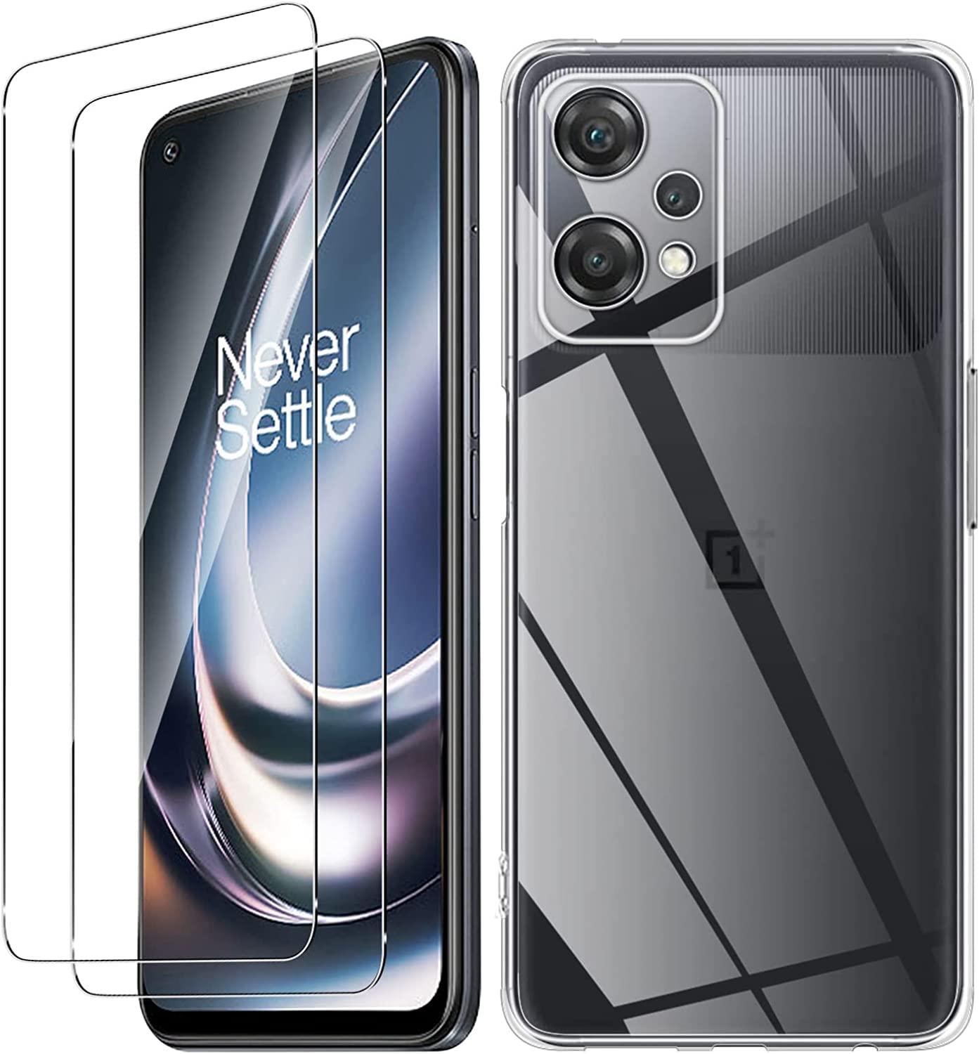 QJOYTempered Glass OnePlus Nord CE 2 Lite 5G [Pack of 3] [Full Coverage] HD Glass Screen Protector Film [Bubble-Free, Anti-Scratch] 9H Hardness for OnePlus Nord CE 2 Lite 5G