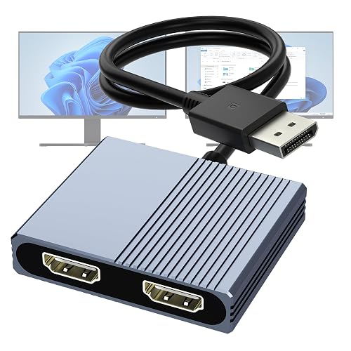 DisplayPort to Dual HDMI Adapter, 4K@60Hz DP to HDMI Splitter Extended Display