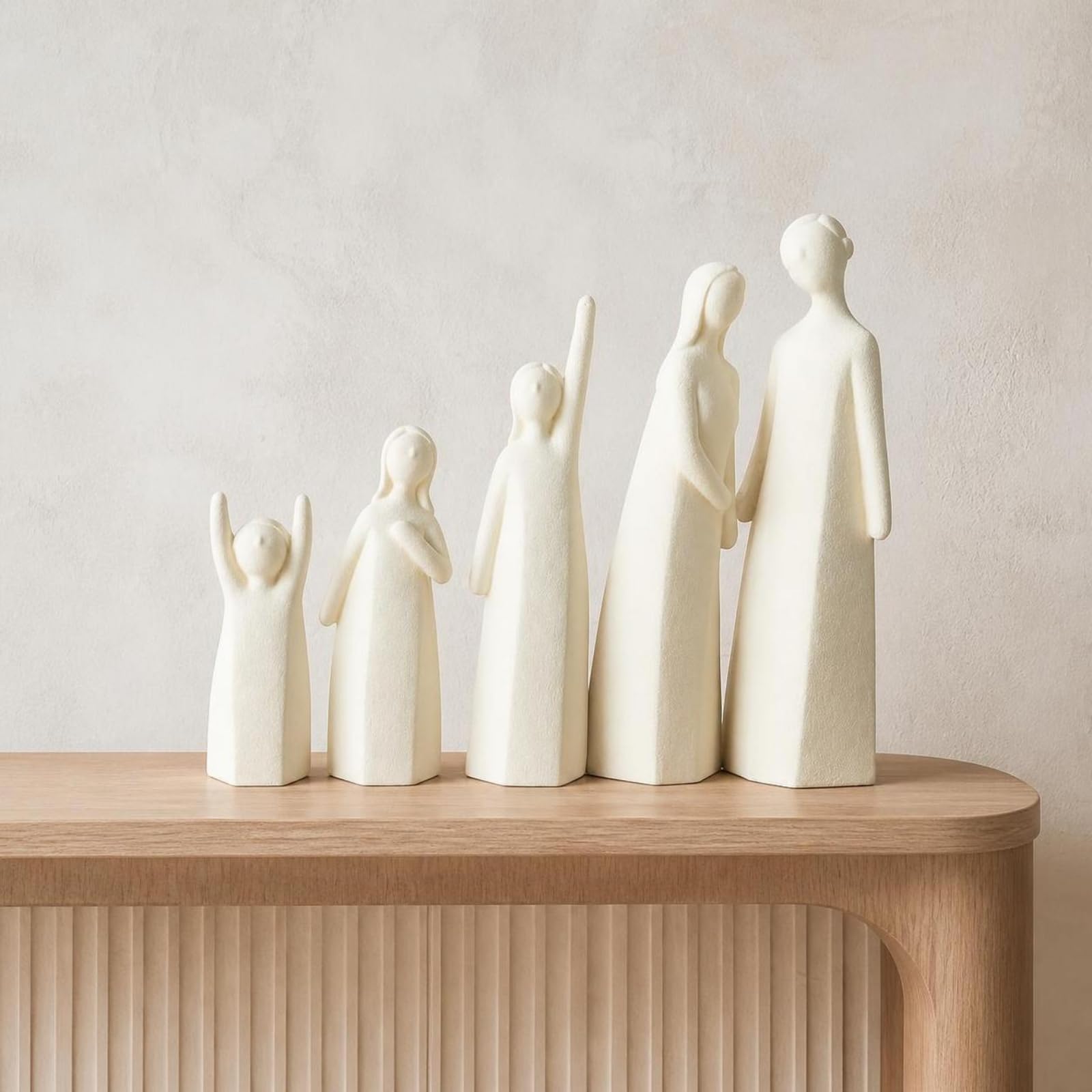 Scultura Concettuale Statua | Effetto Pietra, Minimalista, Scultura con Cinque Figure, per Libreria, Scrivania