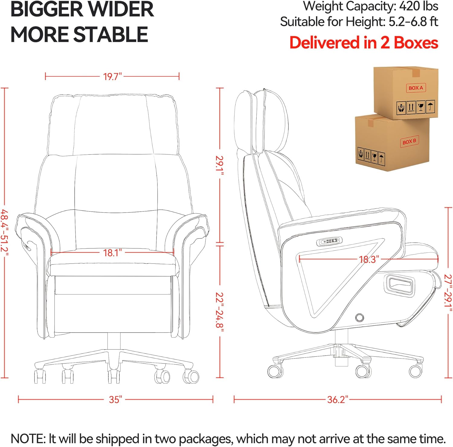 M78 Dual Motor Electric Executive Office Chair with Heat Massage Ventilation, 180° Lay-Flat Reclining Office Chair with Footrest, Adjustable Headrest, Electric Lumbar Support (Black)