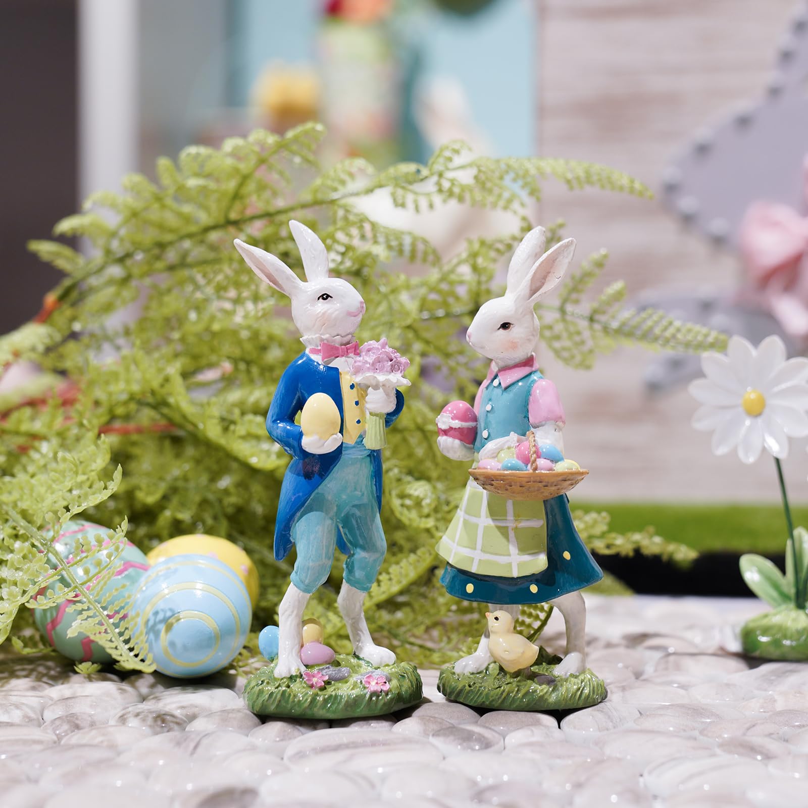 Amazon.co.jp: Braxio イースターデコレーション ウサギの置物 ホーム