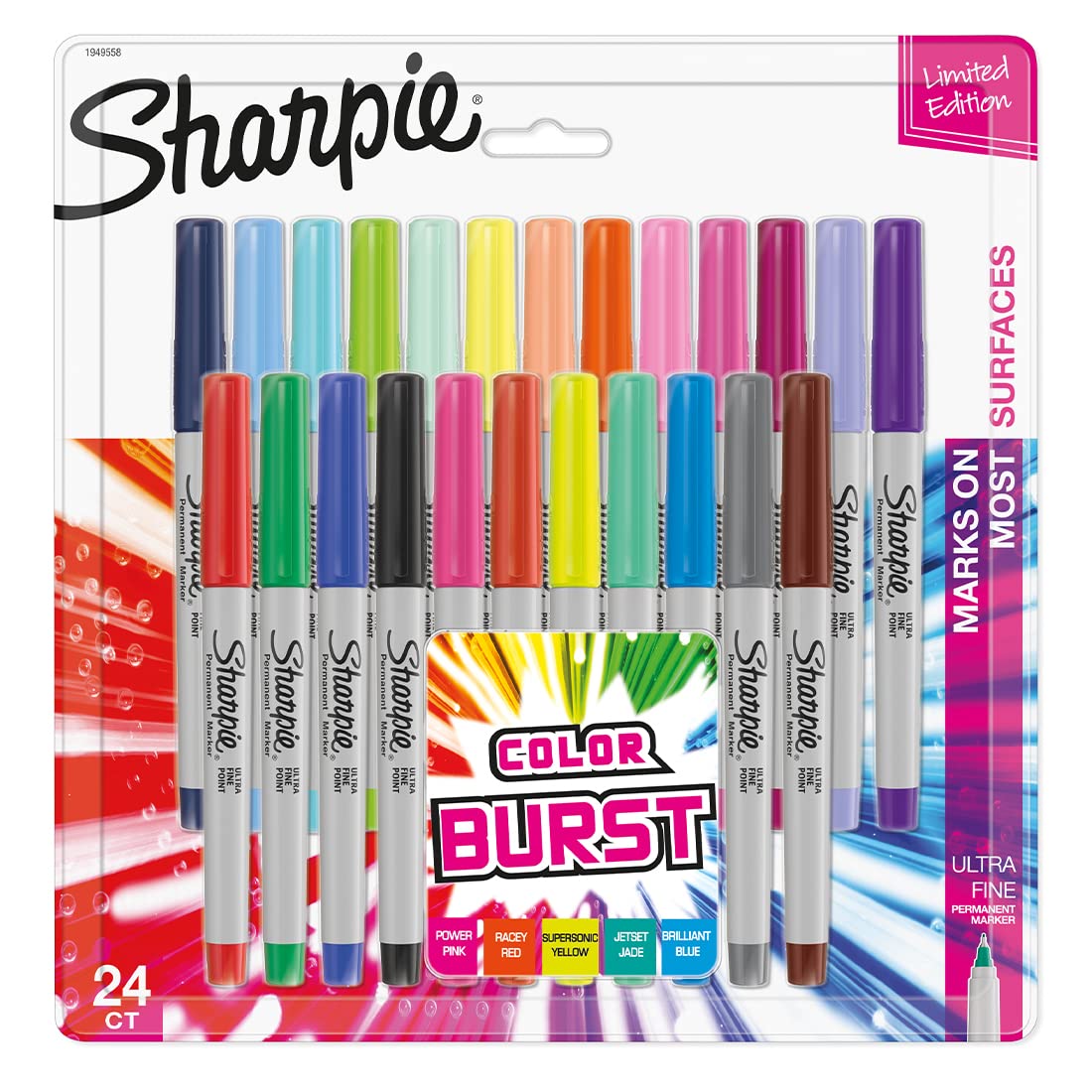 Sharpie Colour burst Assorted Ultra Fine Tip Permanent Marker |Suitable for Multipurpose Usage| Smudge Free | Office Stationery Items | Pack of 24