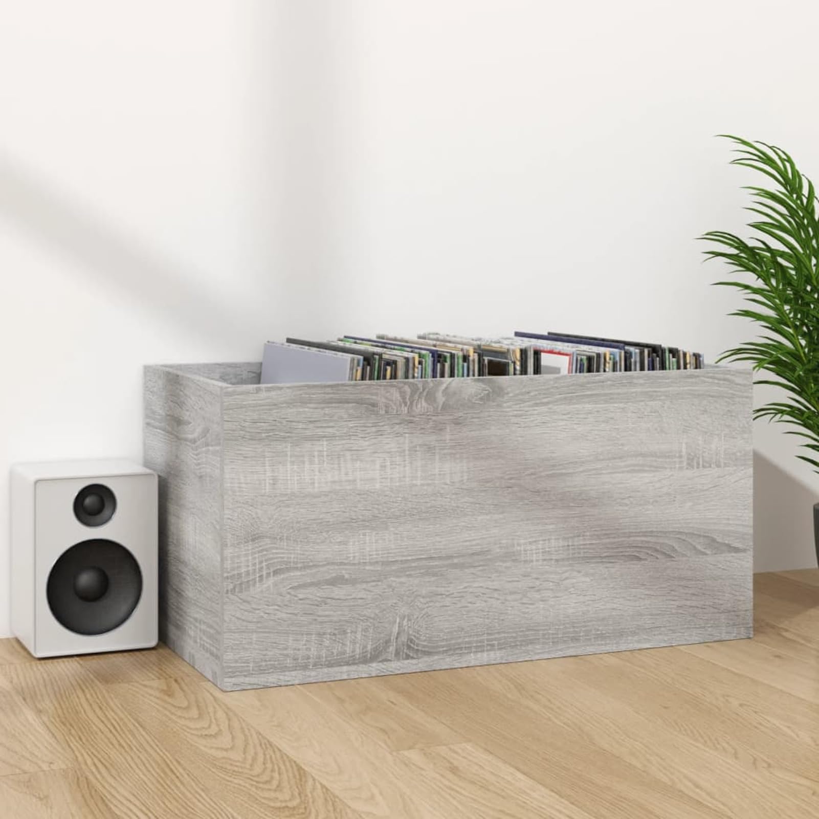 Rantry Contenitore Vinili Grigio Sonoma 71x34x36 cm Legno Multistrato, Cassapanche e Bauli per Esterni, Contenitore da Giardino, Porta Attrezzi da Giardino, Pouf da Esterno