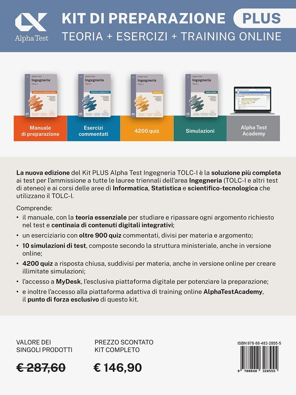 Alpha Test Plus Ingegneria TOLC-I 2026-2027. Kit di preparazione Plus. Per test di ammissione universitari. Con piattaforma e simulatore online