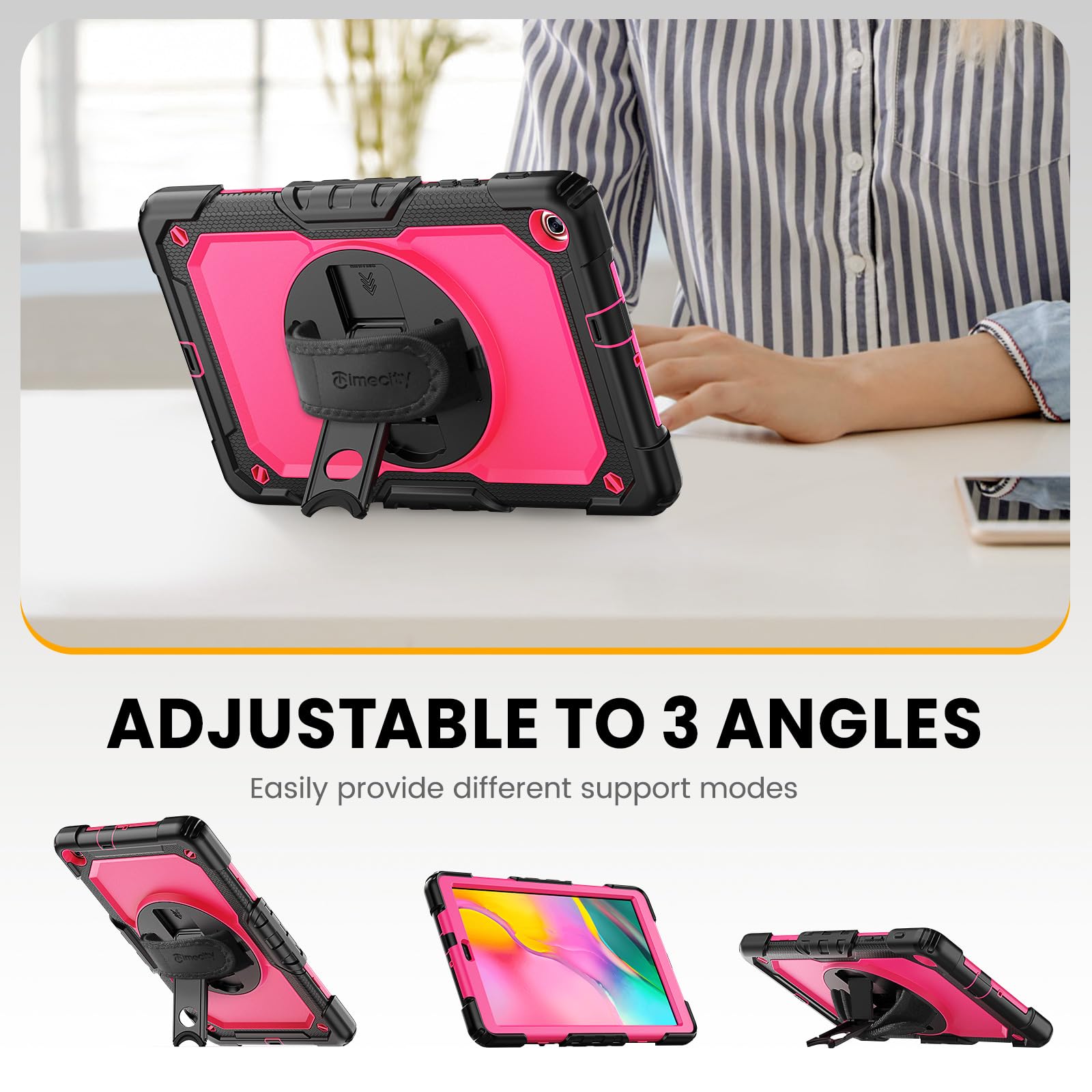 Timecity Coque pour Samsung Galaxy Tab A 10.1 2019, Compatible Uniquement (Coque SM-T510/SM-T515/SM-T517), résistante aux Chutes avec dragonne, Support, Protecteur d'écran et Porte-Crayon pour Galaxy