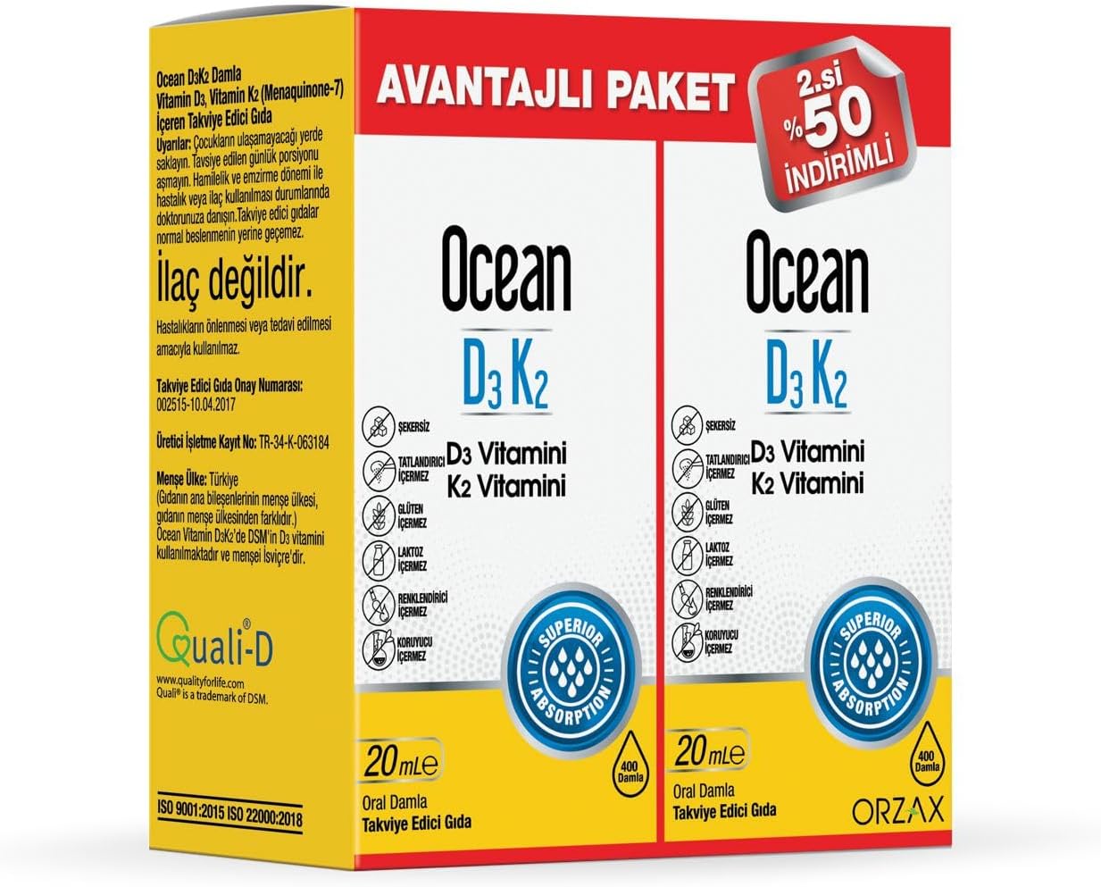 Orzax Ocean D3K2 Damla 2.%50 Indirimli