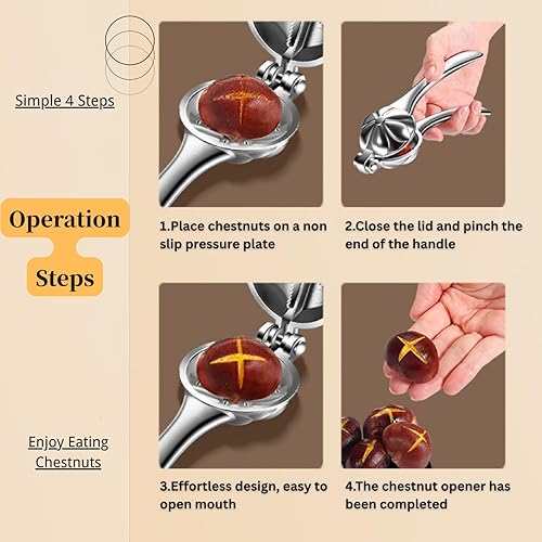 Miniatura 8 de Herramienta de corte de castañas, galleta de nueces con hoja de acero inoxidable 304, pelador y descascarador de castañas de aleación de aluminio