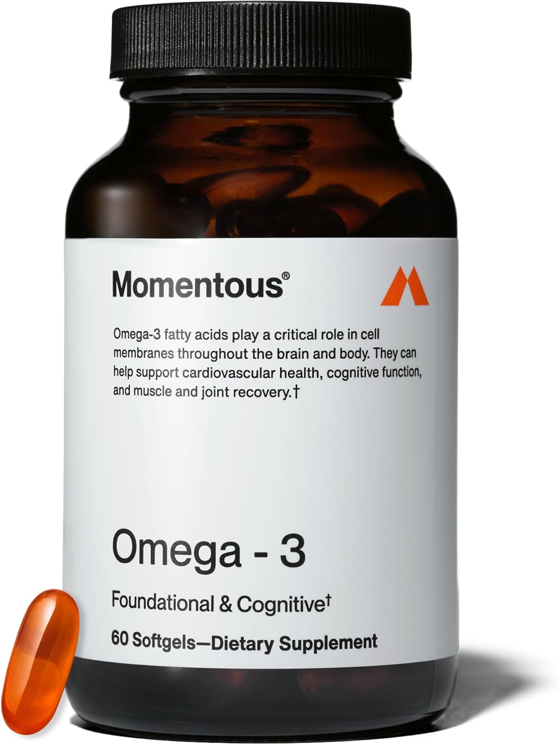 Momentous Omega-3 Fish Oil - High-Potency EPA & DHA Supplement for Men & Women - Supports Heart, Joint, & Brain Health - NSF Certified for Sport - Non-GMO - Gluten-Free - 1,600 mg - 30 Servings - Amazon product rated Grade B