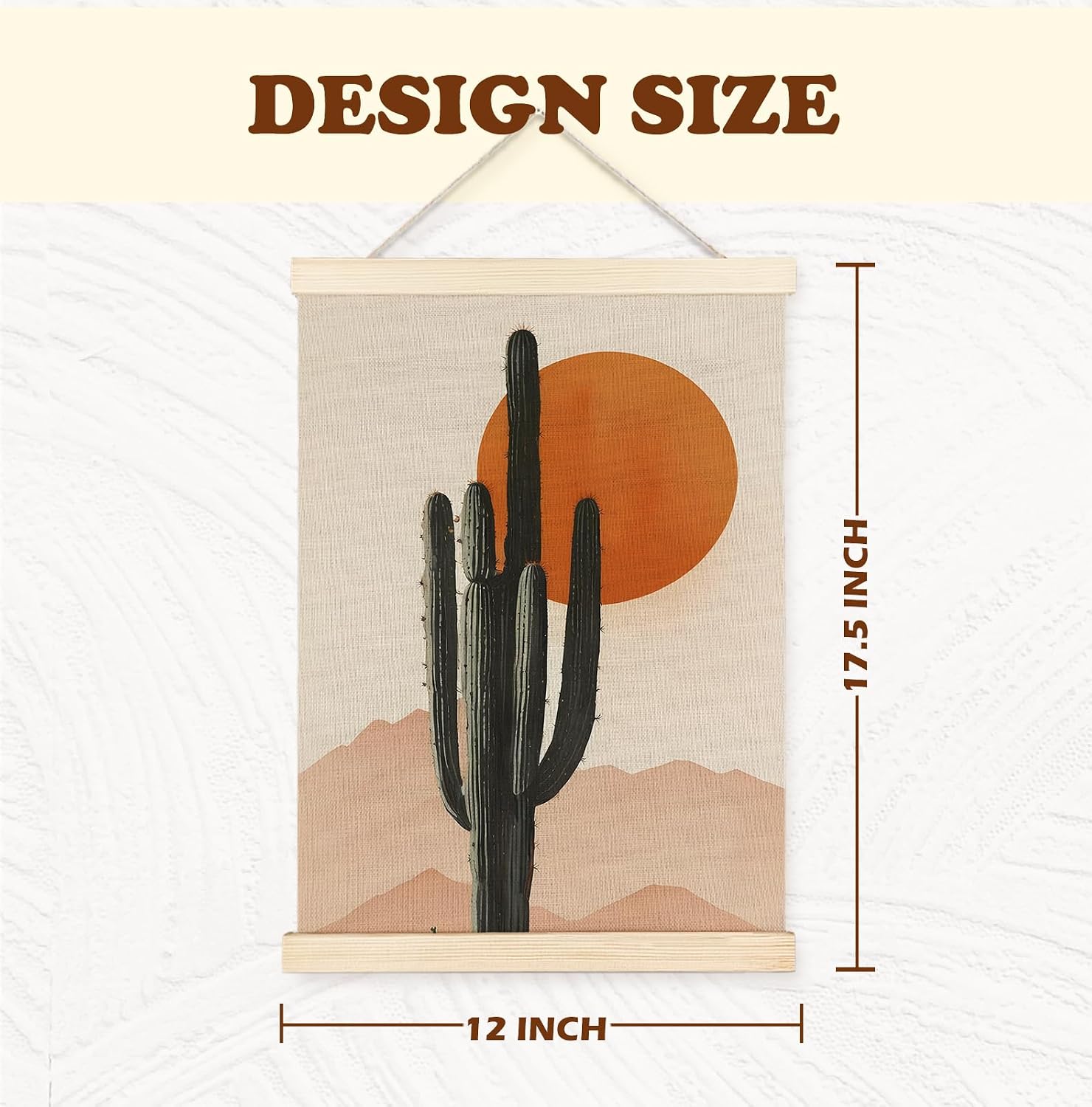 Yomisex Boho Western Cactus Desert Sun Wall Art Poster, Western Boho Home Decor, Mid Century Southwestern Nature Landscape Wall Art Framed for Home Bedroom Living Room Decor, 12x16 Inch Set of 2
