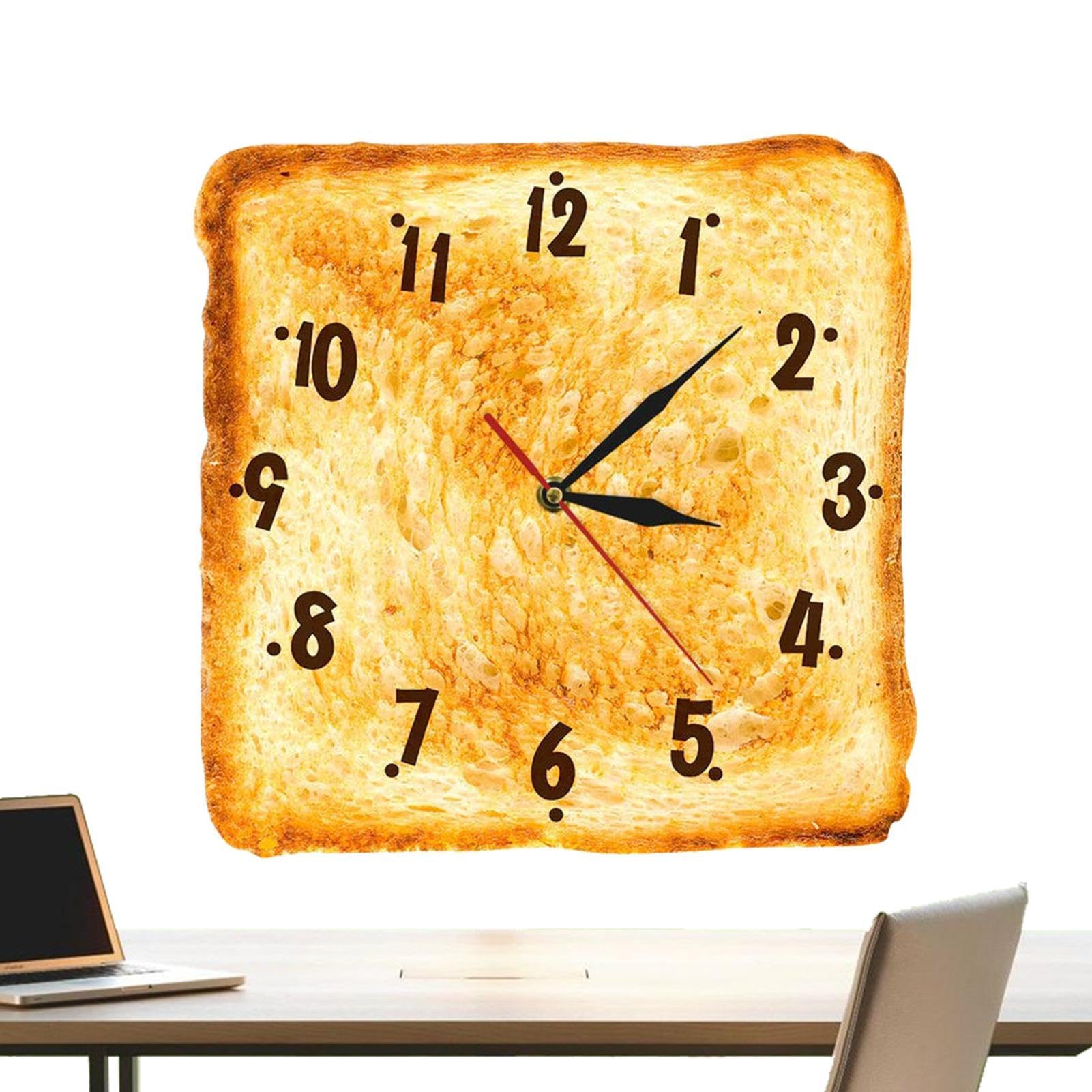 Horloge artistique moderne en forme de toast, cadeau déco original pour la maison