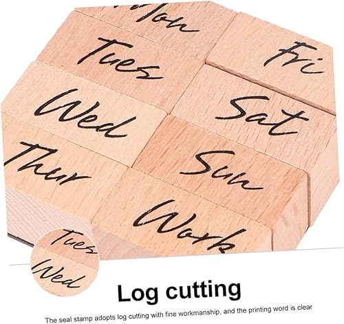 Miniatura 2 de Juego de 16 sellos de goma de madera, letras de semana y abreviaturas para manualidades, álbumes de recortes, decoración de diario y cuenta de mano
