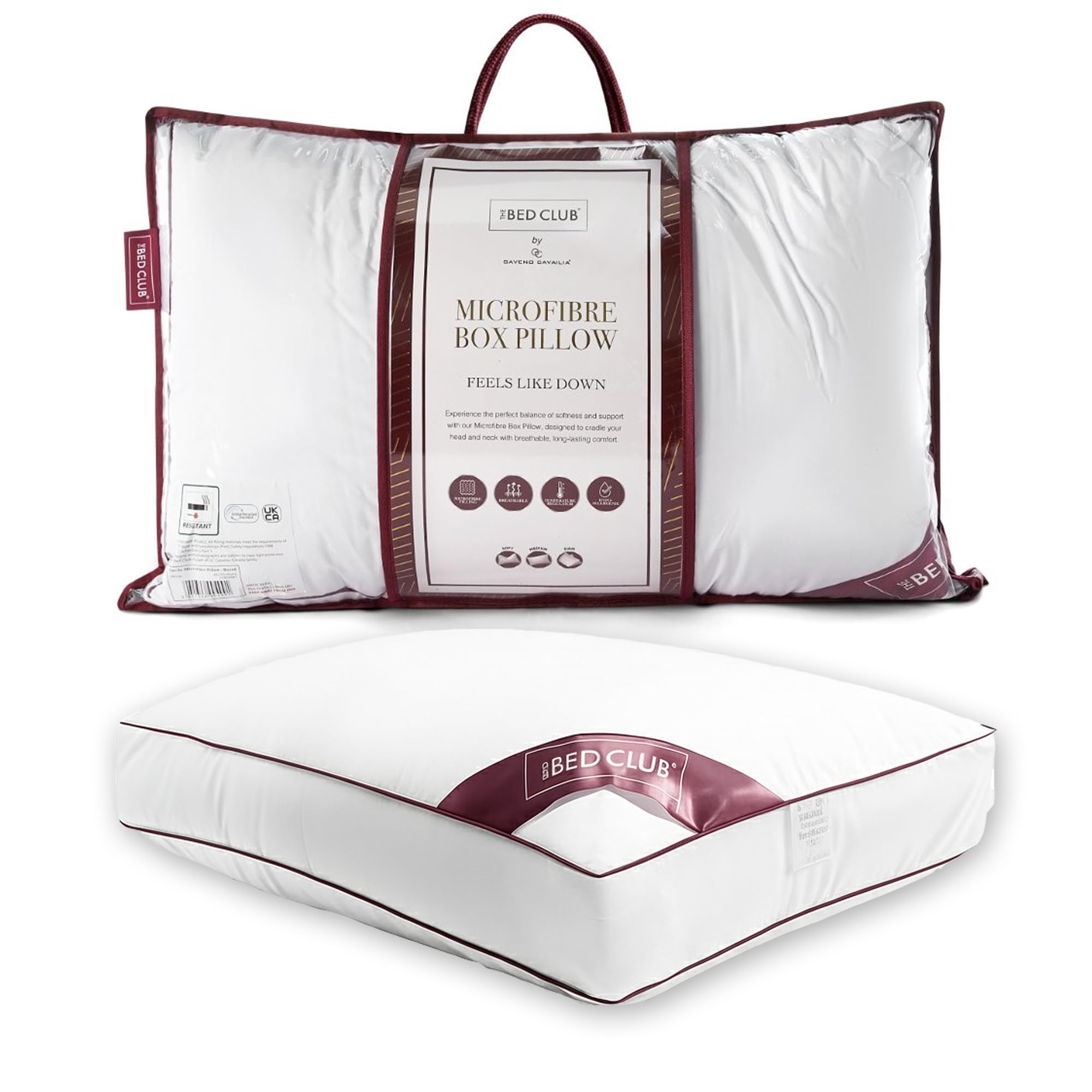 Lions Bed Pillow - Premium Microfibre Box Firm Pillows, Feels Like Down Luxury White Hotel Quality Soft Pillows for Side Sleepers, Anti Allergy Breathable Hypoallergenic Head Neck Support