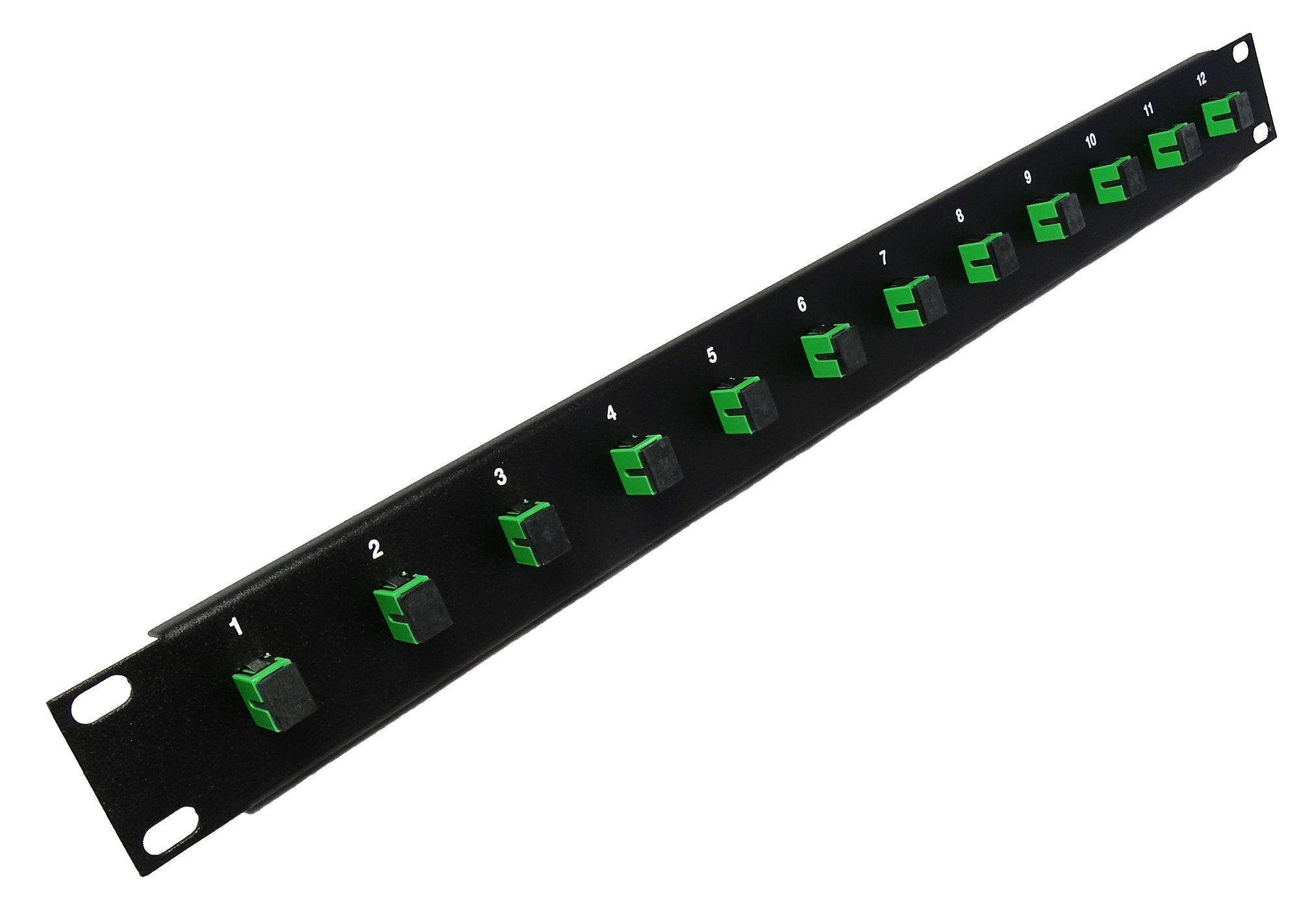 12 porte SC Fiber Patch Panel APC monomodale (accoppiatori verdi) (caricato 1u) 19"