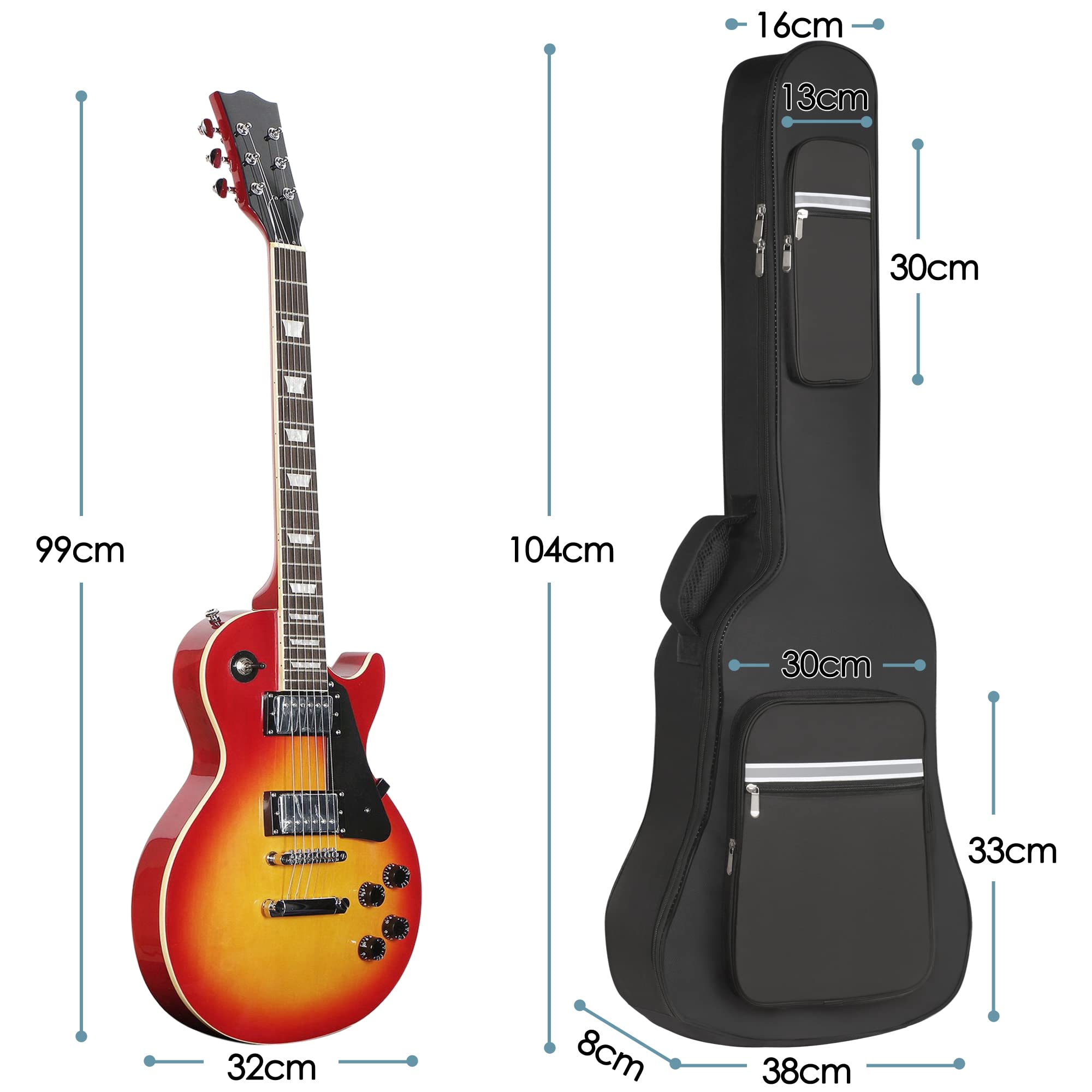 TRIXES Sac pour Guitare électrique 40", Noir, Rembourrage 12 mm, Accessoires de Guitare, équipement Musical, Sacs pour Guitare, Musiciens, Guitare électrique