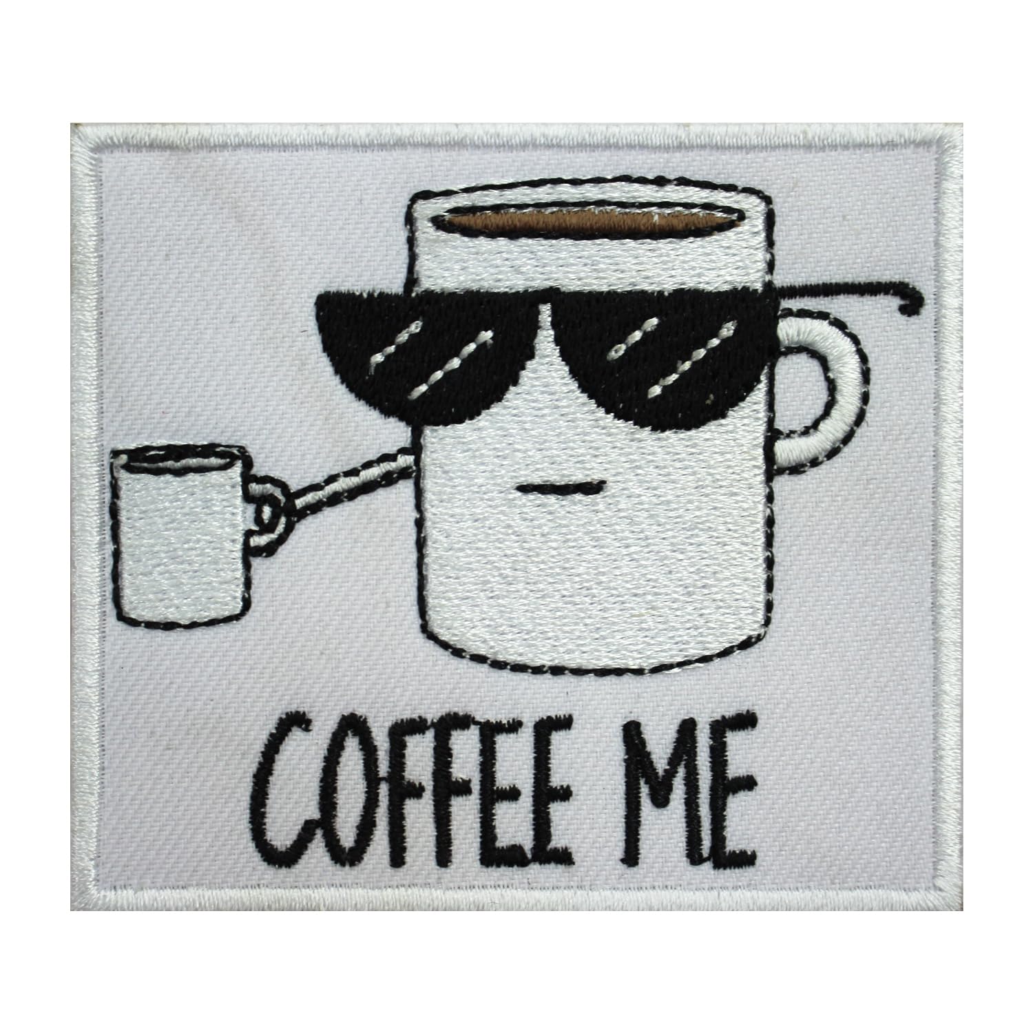 WASPROCoffee Me Patch, Humurous Patch, Funky Patch, Embroidered Iron on Sew on Patch Badge for Clothes etc. 8x7cm