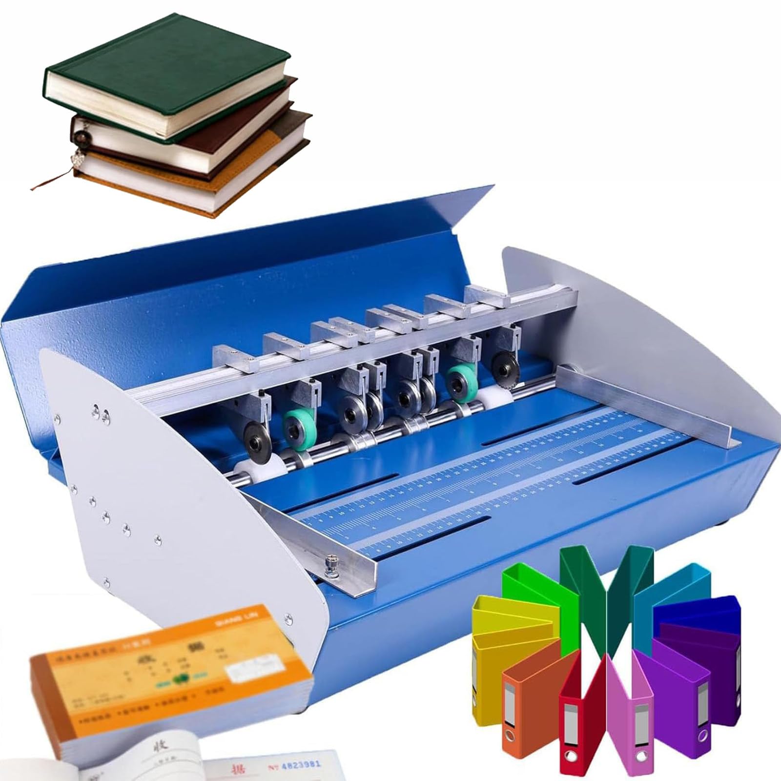 Máquina perforadora de papel, máquina plegable 3 en 1, máquina eléctrica de puntuación de pliegues, metal resistente, perforación/pliegue/corte de 1 mm de ancho, para fotos, menús y cubiertas de