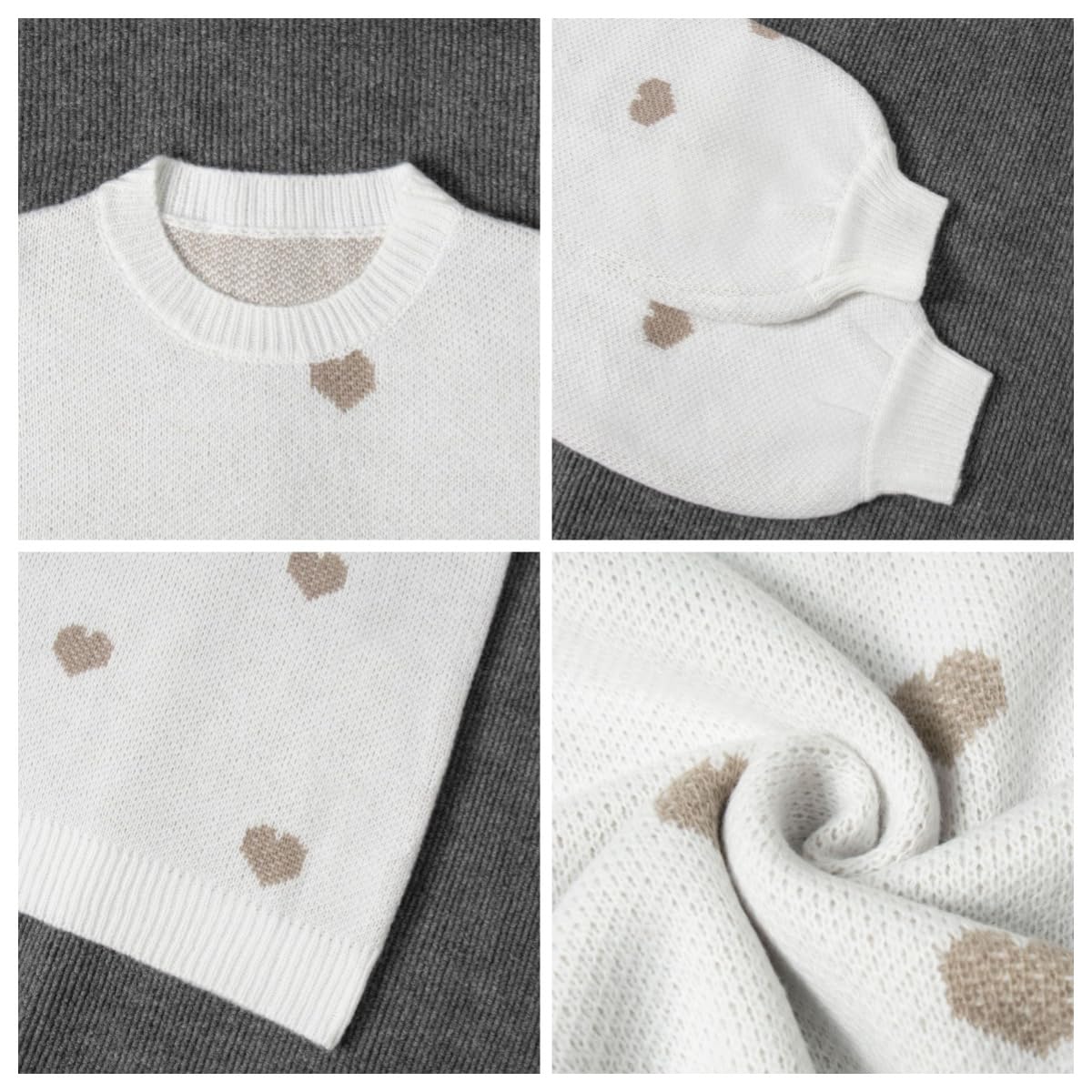 Maglione oversize da donna a forma di cuore per San Valentino, maglione lavorato a maglia, sciolto con spalle cadenti casual