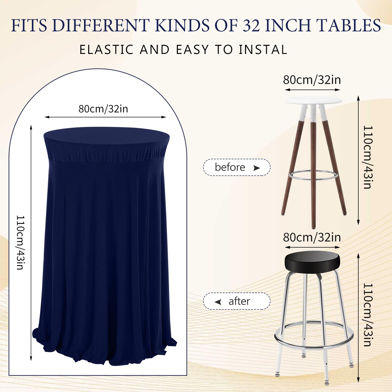 Amazon｜1パック 32 x 43インチ ラウンドスパンデックス カクテル