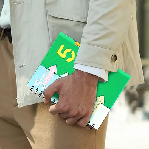 Miniatura 7 de CAGIE - Cuaderno en espiral con pestañas separadoras para 5 materias, 220 páginas, tamaño A5 de 6 x 8 pulgadas suministros escolaresde trabajo para