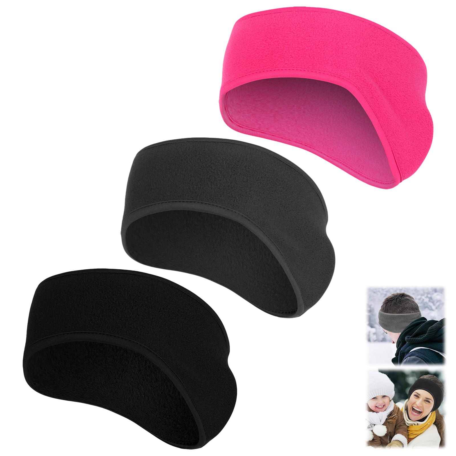 Ear Warmers Headband, KOMAKE 2 Pack Earmuff Headband Fleece Earmuffs Running Headband Winter Ear Covers Moisture Wicking Sweatband Ski Sport Headband For Men & Women (Black+Gray)-image-25