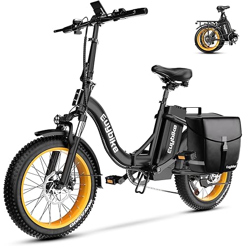 Folding Electric Bike for Adults with Peak 1000W Motor, 48V 20AH Battery up to 30MPH 80 Miles, 20" Fat Tire All Terrain Ebike, Front Suspension 7-Speed Commuter E Bike, Step-Thru, UL Certified