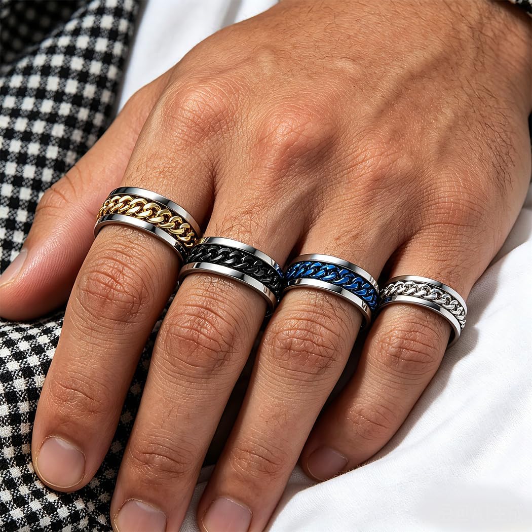 Fidget Rings for Anxiety Fidget Spinner Ring for Men Rings set