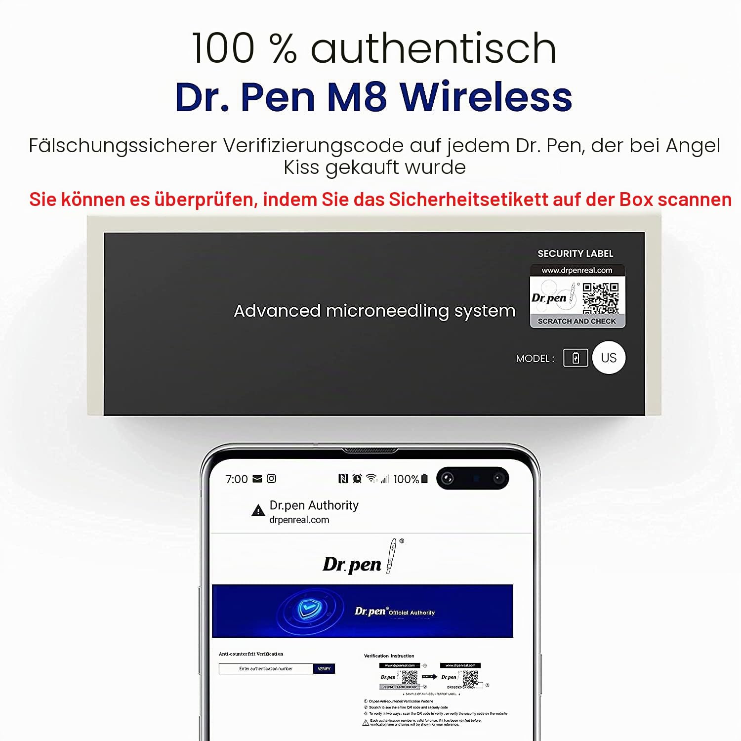 Dr.Pen Ultima M8 Microneedling Pen - Drahtloses Mikro-Needling pen elektrisch Derma Pen für Gesicht, Körper and Hautpflege, Microneedling Stift - mit 5 Stück 16-Pin-Kartuschen