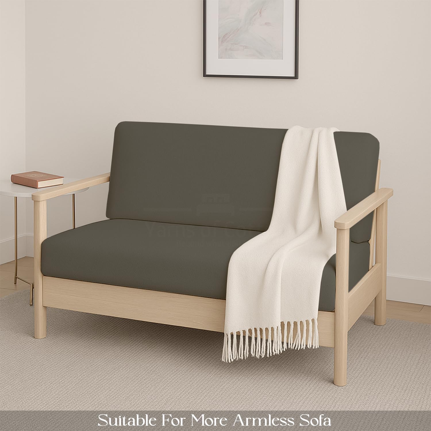 Full Size Foldable Armless Futon Covers - Microfiber Futon Slipcovers Furniture Protector Without Armrests - Zippered Couch Cover Sofa Bed Protector, Sleeper Sofa Cover, Machine Washable, Dark Grey