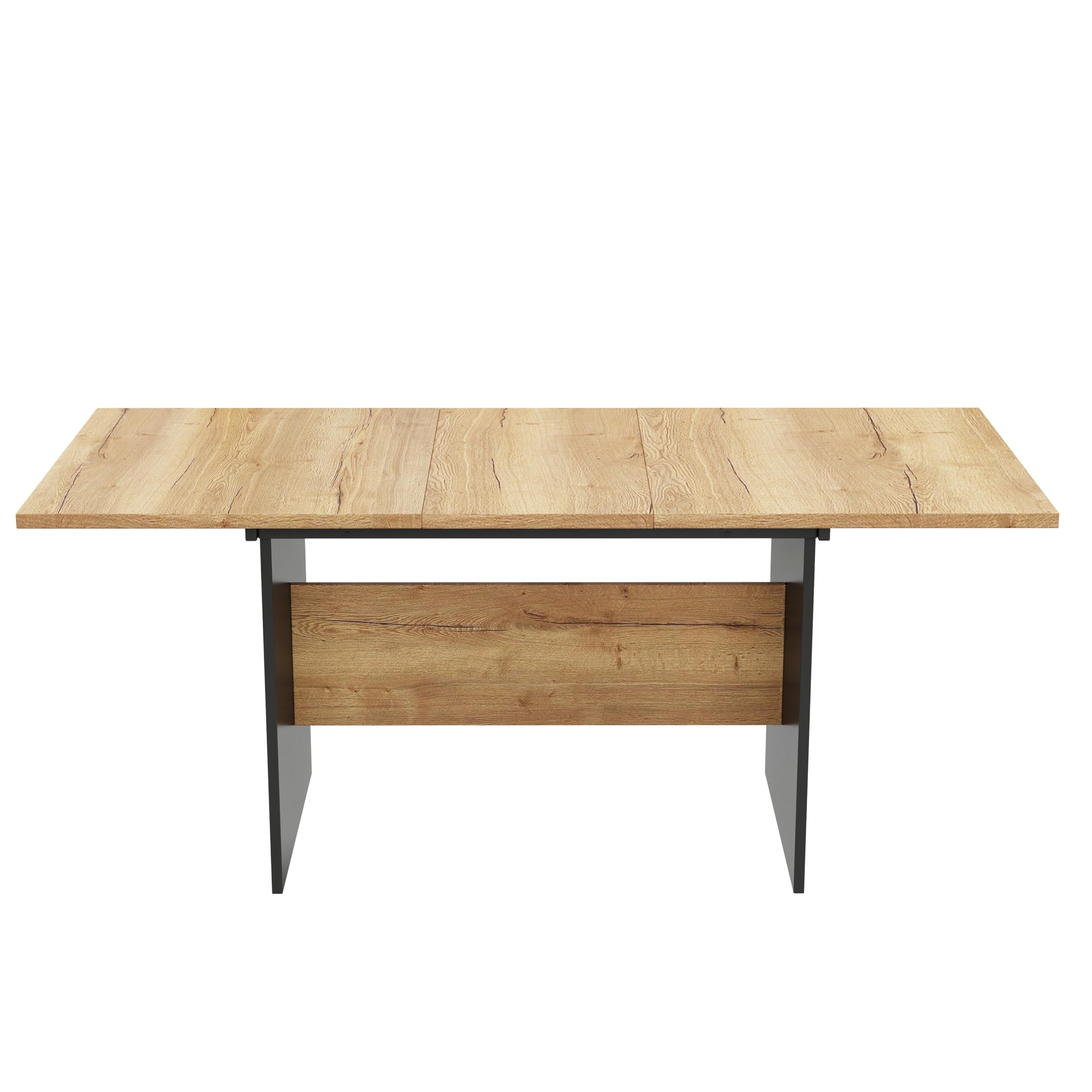 Lexiou Mesa de comedor extensible 140/180 x 80 cm, grano de madera rectangular, natural, ampliable en estilo minimalista