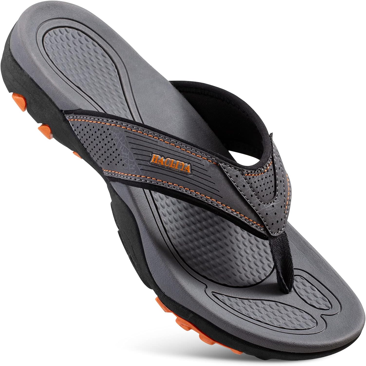 Mens Leather Flip Flops with Arch Support Comfortable Cushion Thong Sandals Lightweight Waterproof Outdoor Summer Beach Pool Shoes