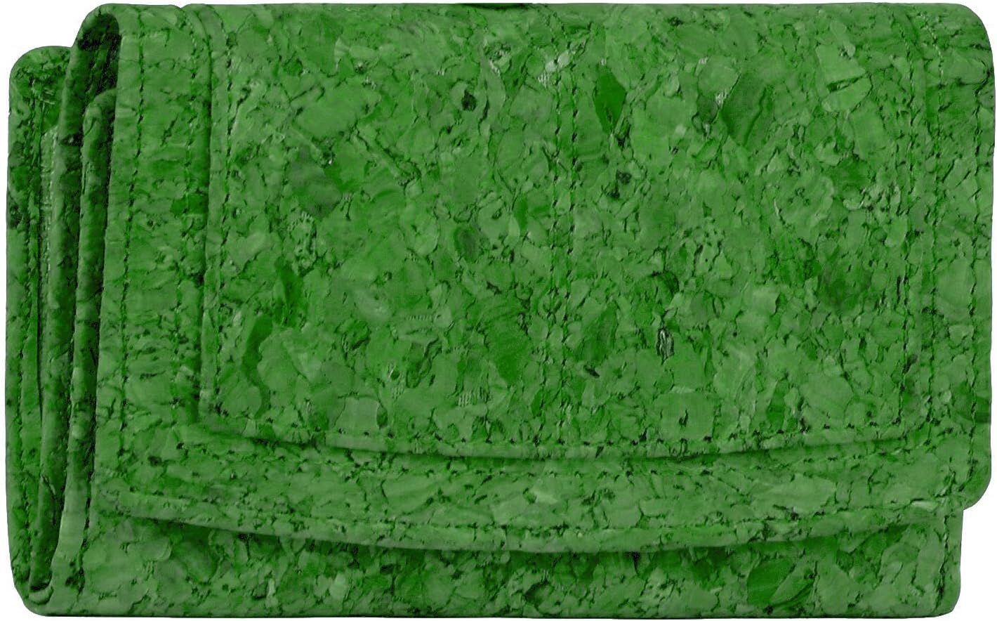 Hudson & James Ladies Designer Cork Vegan RFID Blocking Shield Compact Card Holder Wallet Purse Multi Credit Card Women Clutch Wallet with Zip Pocket (Green)