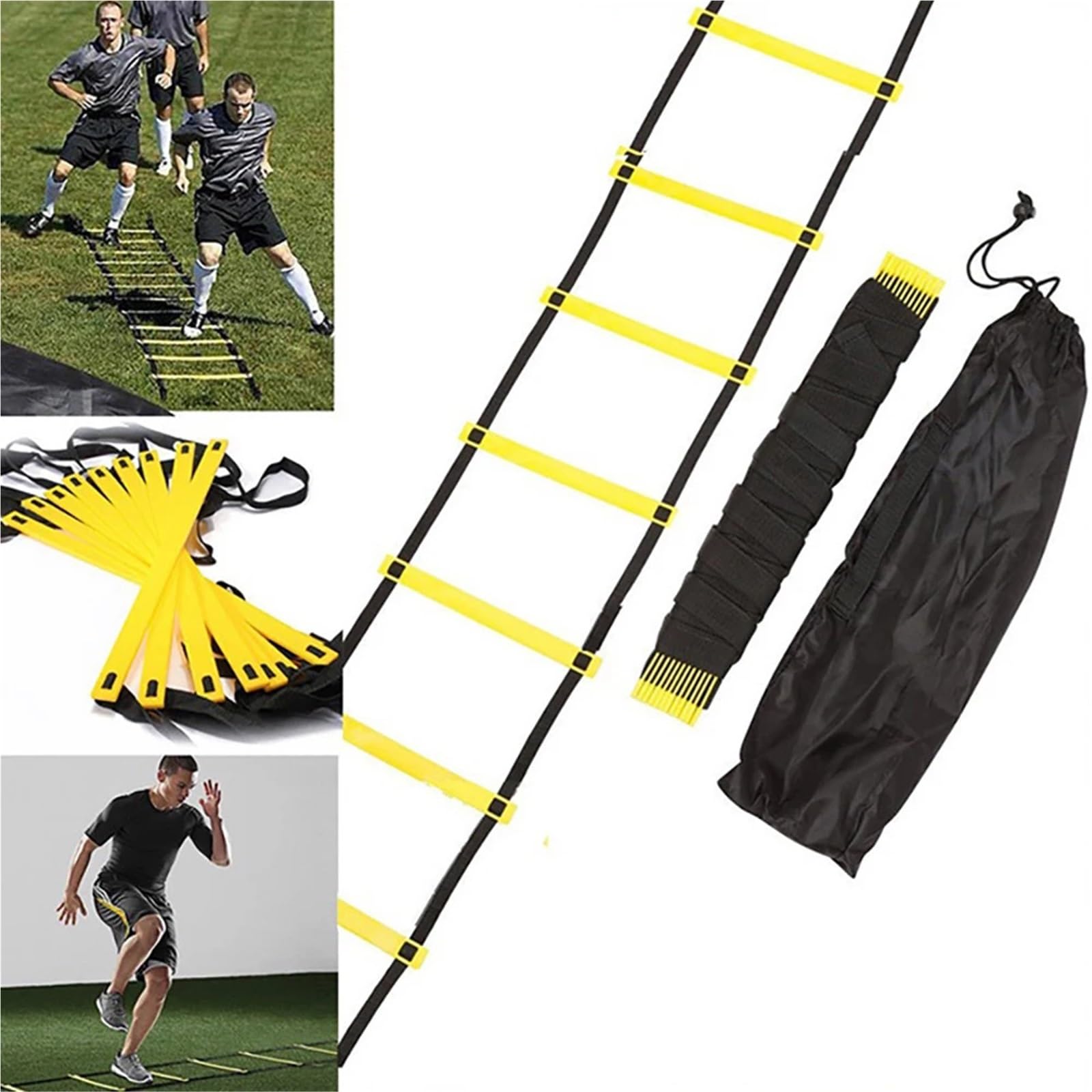 Agility Ladder Escalera de Agilidad, Entrenamiento fútbol, ​​Entrenamiento Velocidad y Equilibrio, Juego pies, Correa Nailon, Escalera Salto, ​​Escalera energía