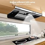 CAMPLUX RV Range Hood 22 Inches, Vented Range Hood with LED Light and Exhaust Fan 12V DC for RV, Tiny House, Trailer and Yacht