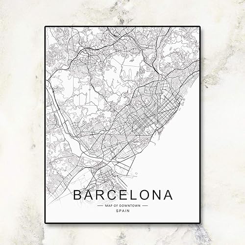 City Map Prints Framed Amazon.com: Barcelona City Downtown Map Wall Art Barcelona Street Map Print  Barcelona Map Decor City Road Art Black And White City Map Office Wall  Hanging 8X10 Inch No Frame : Productos Handmade