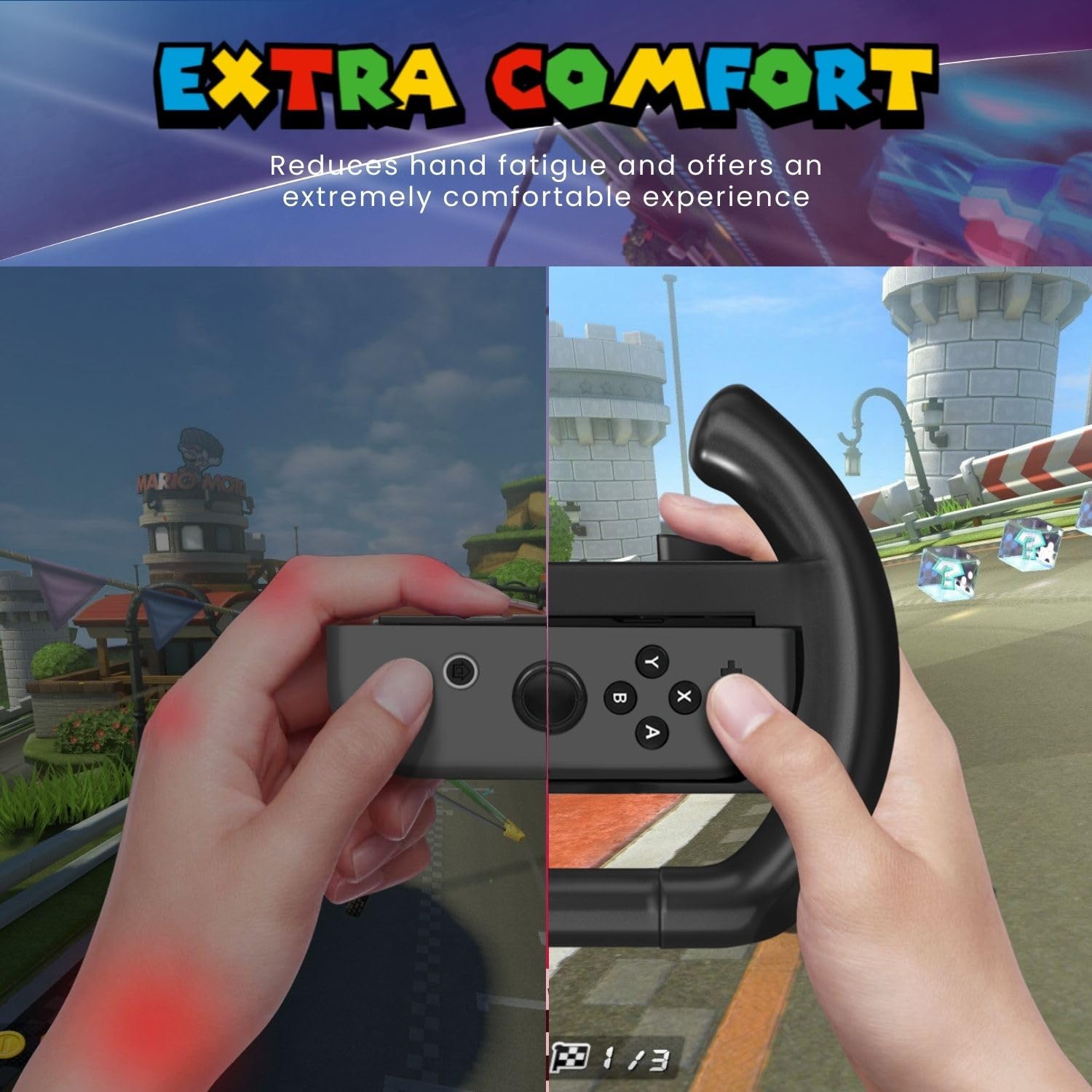 TNP Controller Manipolare Ruota Joy Con Nintendo Switch Interruttore (Set di 2) - Controller Corsa Volante Wheel Accessori per Kit Giochi Mario Pokemon Nintendo Switch Forza Guida Cambio (Nero)