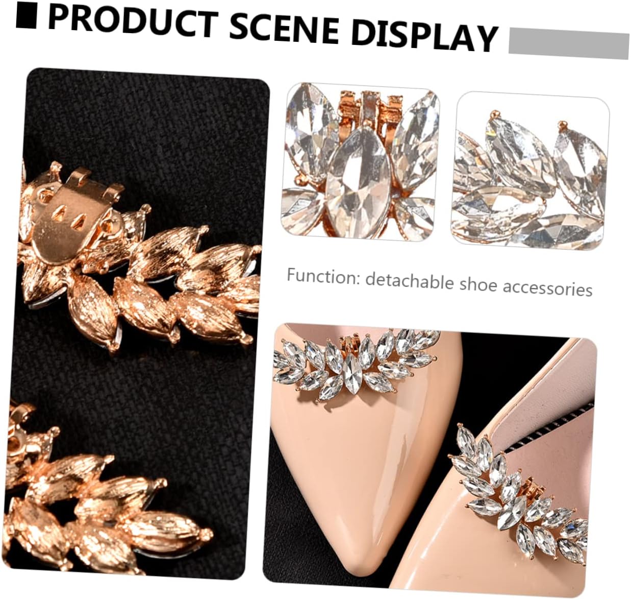 Veemoon Shiny Shoe Buckles 1 Pair Zinc Alloy Rhinestone Decorative Clip image 4