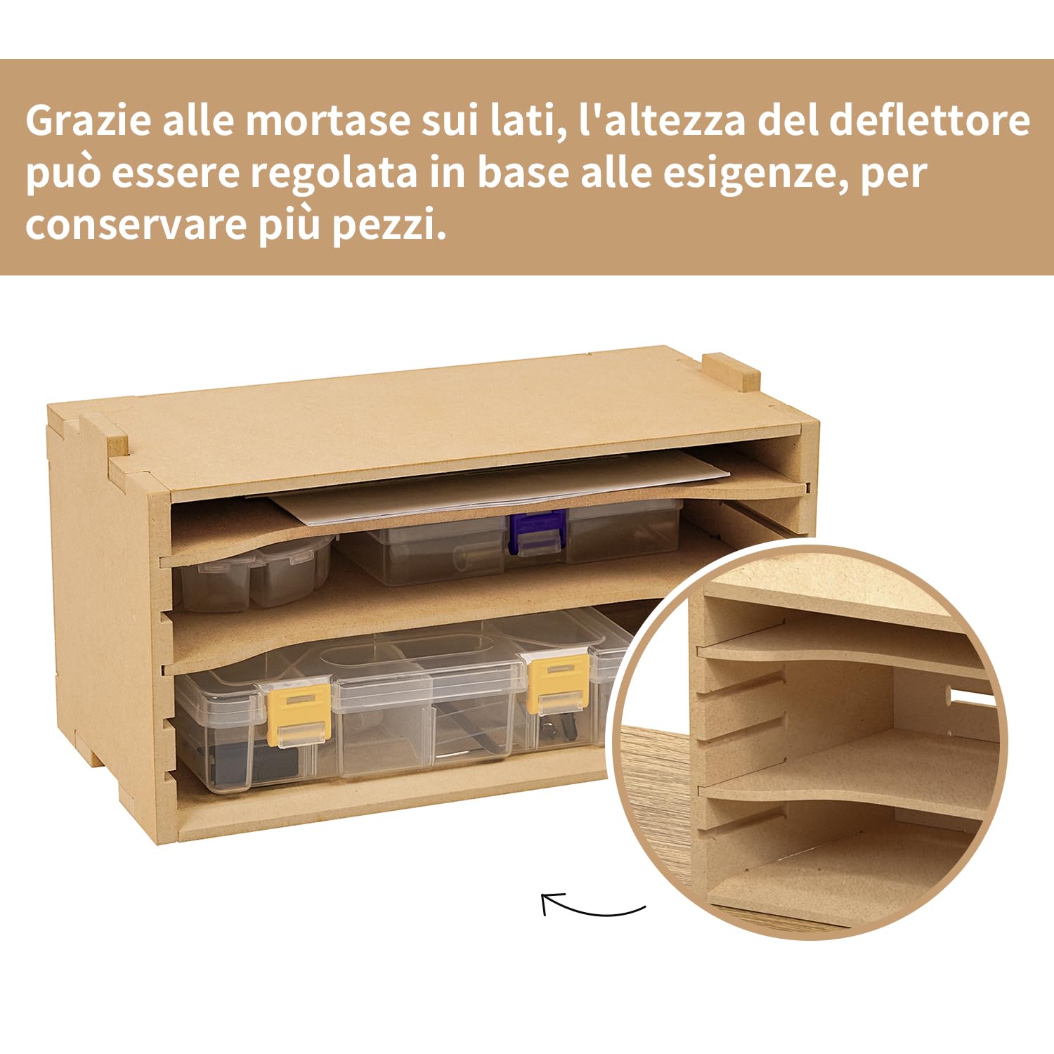 Scatola di Legno per Conservazione Strumenti, Cremagliera per Vernici, Supporto per Pennelli Adatto a Tamiya e Gundam, GK5