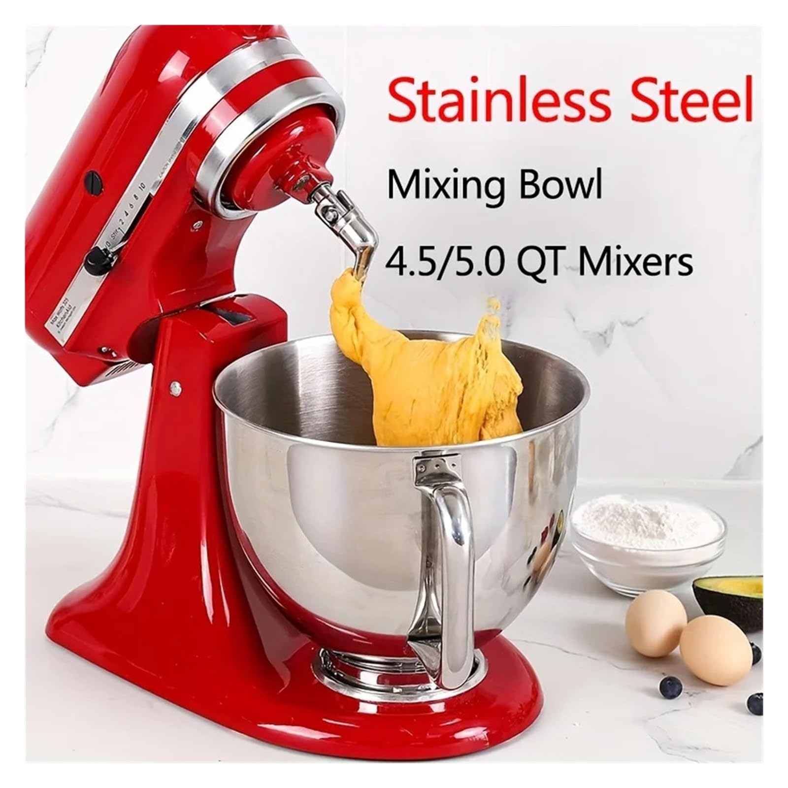 Compatible con KitchenAid, tazón for mezclar de acero inoxidable 4.5/5QT