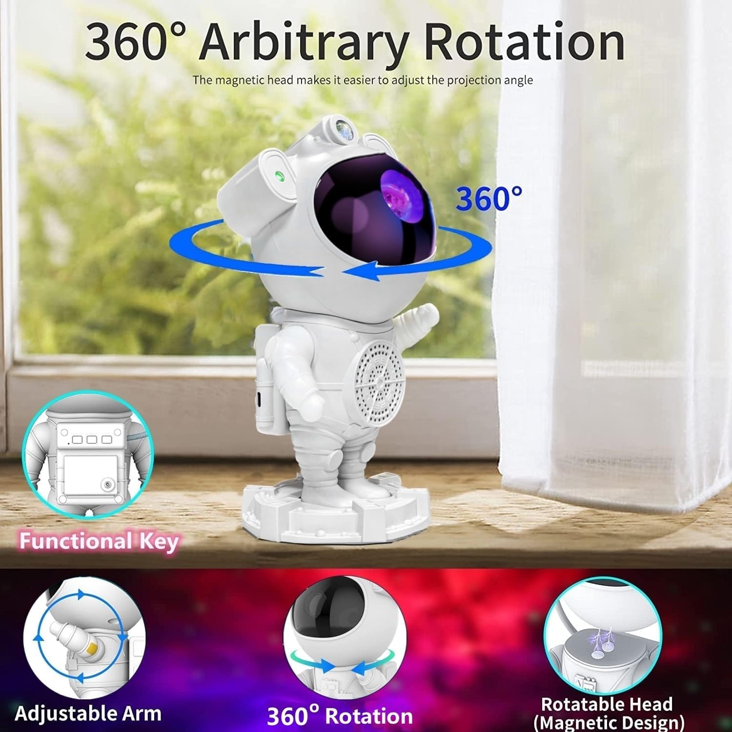 AB AttaBoy Aurora borealis Star Proiettore con timer e telecomando, altoparlante Bluetooth, per camera da letto, San Valentino, festa, compleanno, luce notturna