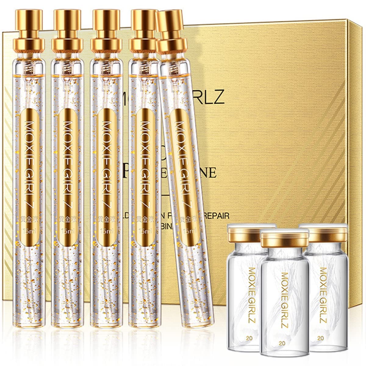 Korean Protein Thread Lifting Set, Soluble Protein Thread and Nano Gold Essence Combination, Absorbable Collagen Thread for Face Lift, Protein Threads for Face (With 3 x Protein Thread)
