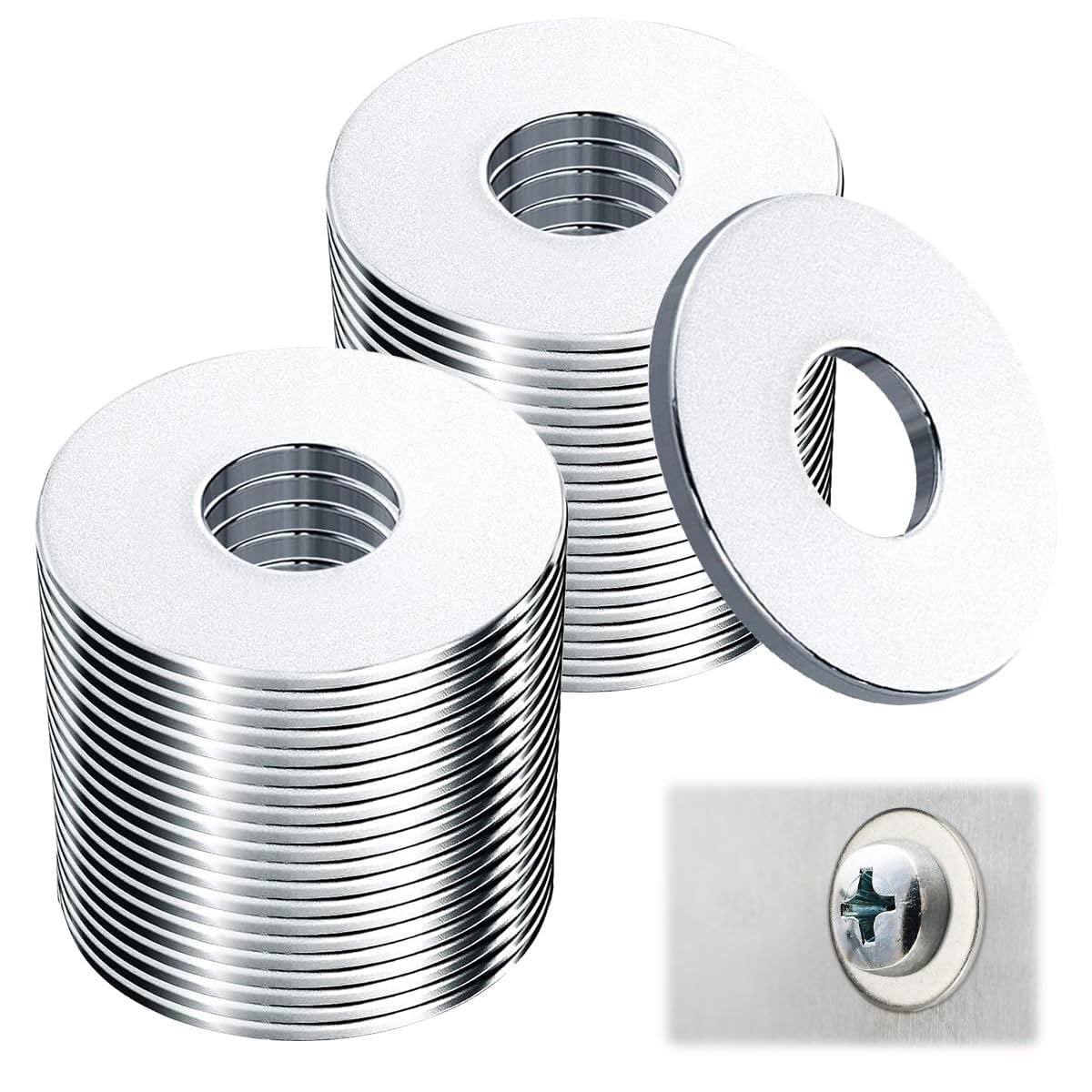 KineticKraft M6 Washers, 100 Pieces M6 x 18 mm Penny Washers, 304 Stainless Steel Washer, A Thick Flat Washer