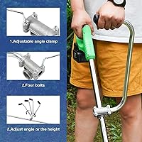 Vista 6 de Mango para malezas, mango de recortadora de agarre ergonómico con abrazadera de soporte para empuñadura de recortadora de césped (plateado)