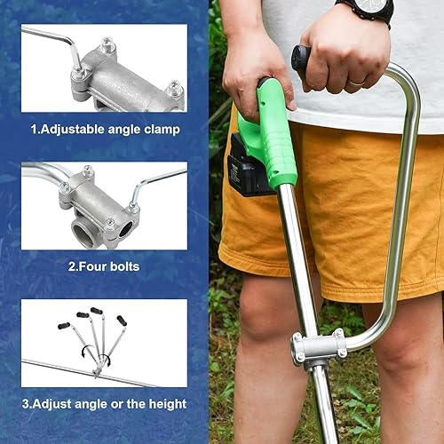 Miniatura 6 de Mango de recortadora de cuerdas, mango ergonómico para recortar, extensión de mango con abrazadera de soporte, mango de desbrozadora, agarre para