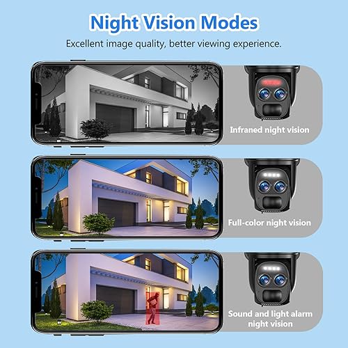 Miniatura 6 de Zoom 8X Cámaras de seguridad 4K 5Dbi inalámbricas para exteriores, cámara de seguridad solar alimentada por baterías, cámara WiFi PTZ de 360 con